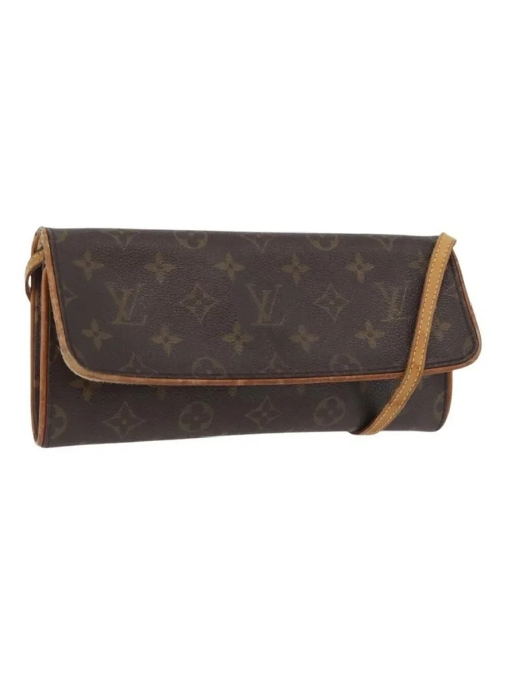 Authentic LOUIS VUITTON Monogram Pochette Twin GM Shoulder Bag M51852 LV